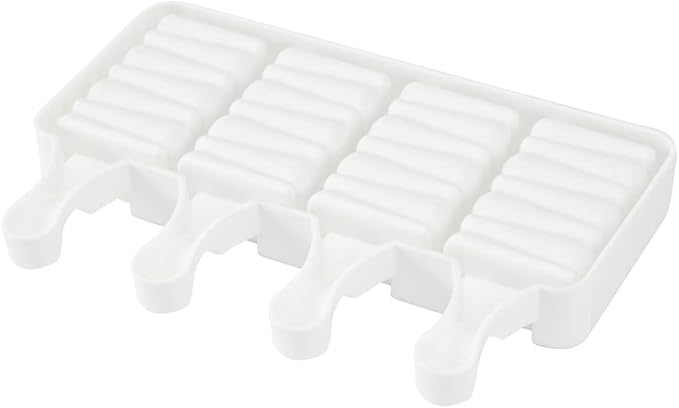 Pastry Tek 4 Cavities Popsicle Molds, 10 Rectangle Cakesicle Molds - Flexible, Freezable, White Silicone Cake Popsicle Molds, Easy Release, For Baking - Restaurantware