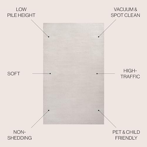 JONATHAN Y Haze Solid Low-Pile Ivory 9x9 Square Indoor Area Rug, Coastal,Bohemian,Minimalist,Classic, Easy-Cleaning for Living Room,Bedroom,Kitchen,Pet Friendly,Non-Shedding (SEU100D-9SQ) - Image 2