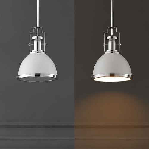 JONATHAN Y Homer Industrial Dome Pendant 10", White/Chrome - Image 6