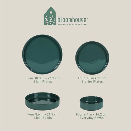 Bloomhouse - Two Time Oprah's Favorite Things Winner - Santorini Mist Double Bowl Terracotta Reactive Glaze Plates and Bowls Dinnerware Set - Jade Blue Green, Service for Four (16pcs) - Image 7