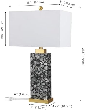 JONATHAN Y Elizabeth Alabaster Nightlight Lamp 27.5", Black/Gold Painting - Image 3
