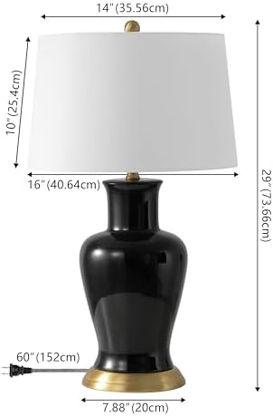 JONATHAN Y Julian Classic Ceramic Urn Metal LED Table Lamp 29", Black - Image 4