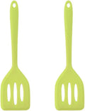 2Pack Small Silicone Turner High Heat Resistant Slotted Spatula for Fish, Eggs, Pancakes and More (8.2 IN, Green)
