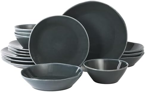 Bloomhouse - Two Time Oprah's Favorite Things Winner - Montecito Breeze 16 Piece (Service for 4) Double Plates and Bowls Stoneware Reactive Glaze Dinnerware Set - Laguna Dawn by Unknown