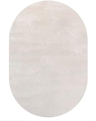 JONATHAN Y Haze Solid Low-Pile Ivory 3x5 Oval Indoor Area Rug, Coastal,Bohemian,Minimalist,Classic, Easy-Cleaning for Living Room,Bedroom,Kitchen,Pet Friendly,Non-Shedding (SEU100D-3OV) - Image 2