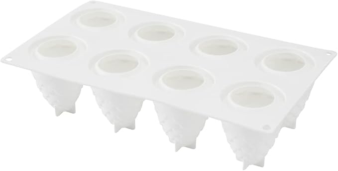 Pastry Tek 8 Cavities Pineapple Mold, 1 Oven-Ready Pineapple Jello Mold - Flexible, Freezable, White Silicone Tropical Fondant Mold, Easy Release, For Baking - Restaurantware