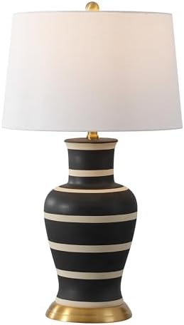 JONATHAN Y Julian Classic Ceramic Urn Metal LED Table Lamp 29", Black/Beige by JONATHANY
