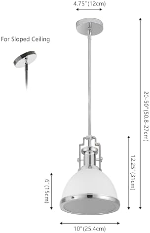 JONATHAN Y Homer Industrial Dome Pendant 10", White/Chrome - Image 5