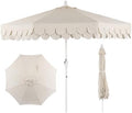 JONATHAN Y Tracy 9' Scalloped Market Patio Umbrella, Cream/White by JONATHANY