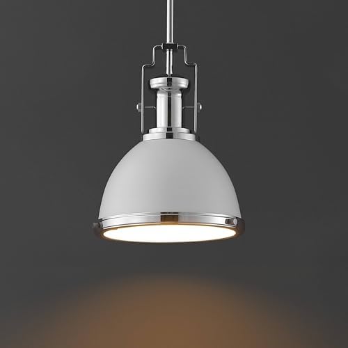 JONATHAN Y Homer Industrial Dome Pendant 10", White/Chrome - Image 2