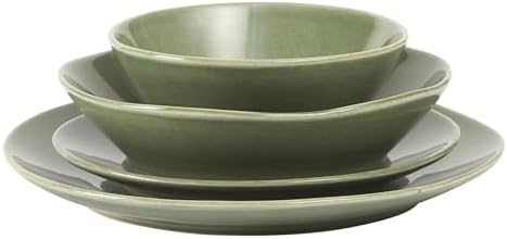 Bloomhouse - Two Time Oprah's Favorite Things Winner - Montecito Breeze 16 Piece (Service for 4) Double Plates and Bowls Stoneware Reactive Glaze Dinnerware Set - Cyprus Green - Image 6