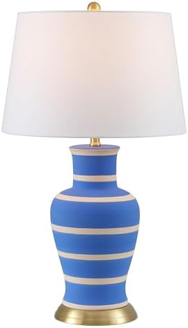 JONATHAN Y Julian Classic Ceramic Urn Metal LED Table Lamp 29", Blue/Beige by JONATHANY