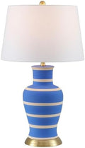 JONATHAN Y Julian Classic Ceramic Urn Metal LED Table Lamp 29", Blue/Beige by JONATHANY