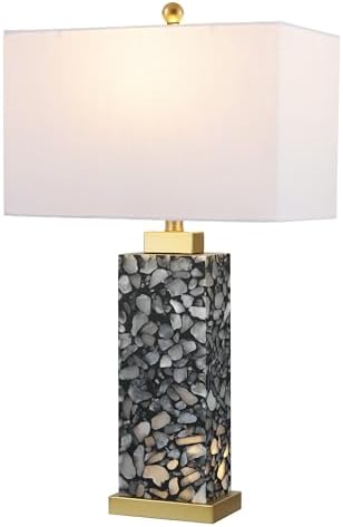JONATHAN Y Elizabeth Alabaster Nightlight Lamp 27.5", Black/Gold Painting by JONATHANY