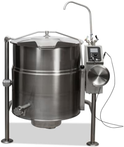 KEL40T 40 Gallon Electric Tilting Steam Jacketed Kettle, Heavy Duty Stainless Steel, Solid State Controls, Tri-Leg Design, Commercial Steam Kettle for Professional Food Prep