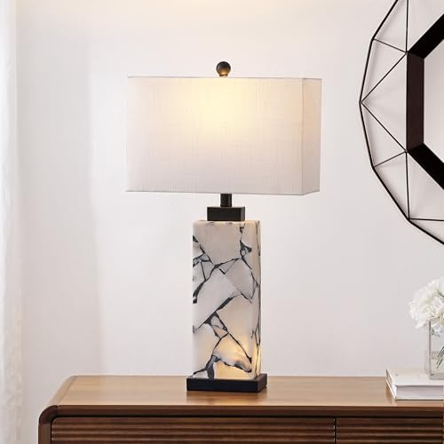JONATHAN Y Elizabeth Alabaster Nightlight Lamp 27.5", White/Black - Image 2