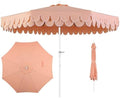 JONATHAN Y Tracy 9' Scalloped Market Patio Umbrella, Coral Pink/White by JONATHANY