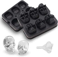 CHIYAN Skull Ice Mold Silicone - Set of 6 Large 3D Ice Cube Molds, 2.3x2.3 Inch Flexible Silicone Freezer Tray, Whiskey Cubes Mold Skull for Party Cocktails Champagne and Drinks