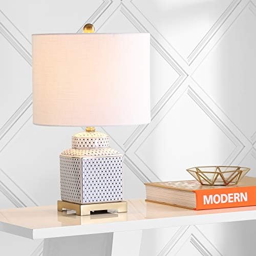 JONATHAN Y Cleo 21.5" Ceramic Metal Ginger Jar Table Lamp, White/Navy - Image 2