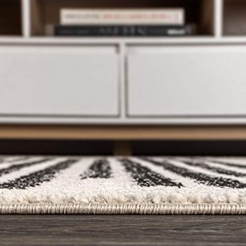 JONATHAN Y Khalil Modern Berber Stripe Cream/Black Runner Rug, 2x8, Contemporary, Bohemian, Easy-Cleaning for Living Room, Bedroom, Kitchen, Pet Friendly, Non-Shedding (MOH207A-28) - Image 6