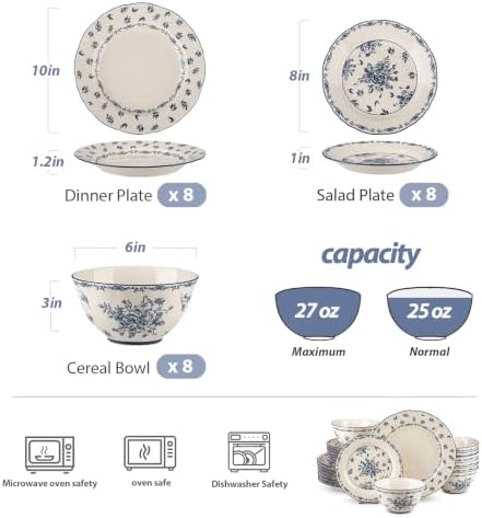 Ceramic Dinnerware Set, Series Western Ⅰ(Vintage Cobalt Blue) - Image 3