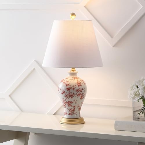 JONATHAN Y Grace 24" French Country Floral Urn Ceramic Lamp, White/Red - Image 2