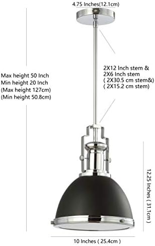 JONATHAN Y Homer Industrial Dome Pendant 10", Black/Chrome - Image 4