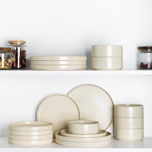 TheTerra Ceramic Dinnerware Set for 6, 18-Piece Plates and Bowls Set - Image 6