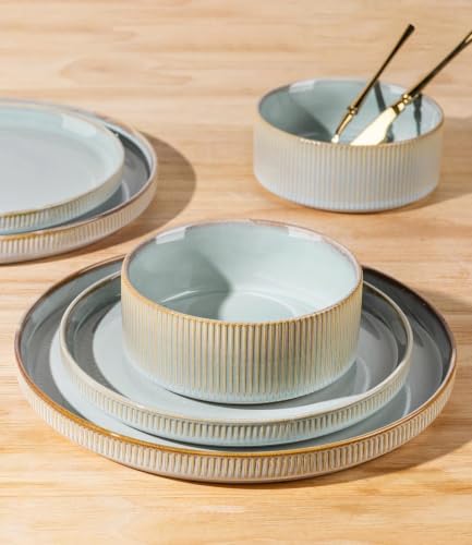 TheTerra Ceramic Dinnerware Set for 8, 24-Piece Plates and Bowls Set - Image 5