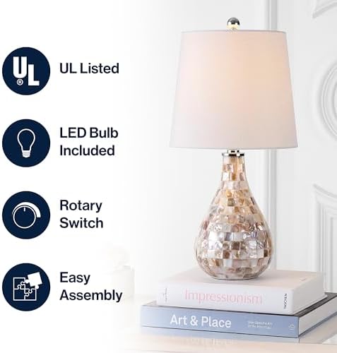 JONATHAN Y Mona Coastal Mini LED Table Lamp 20.5" Bedside, Seashell - Image 4