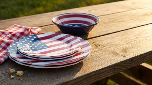UPware 12 Piece American Flag Melamine Dinnerware Sets, Outdoor Dishes Set, Plates and Bowls Sets, Fourth of July Decorations, Service for 4, Patriotic Color - Image 6