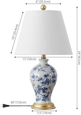 JONATHAN Y Grace 24" French Country Floral Urn Ceramic Lamp, Blue/White - Image 3