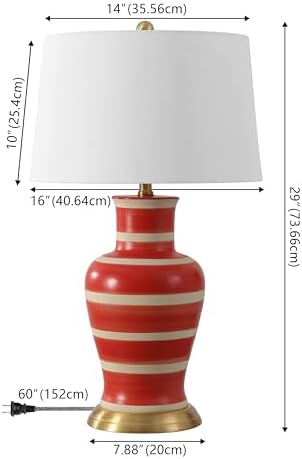 JONATHAN Y Julian Classic Ceramic Urn Metal LED Table Lamp 29", Red/Beige - Image 4