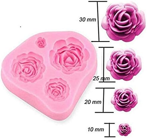 Roses Mold Flower Silicone Cake Molds Chocolate Sugarcraft Decorating Fondant Fimo Tools 4 Size Pink 2 Piece