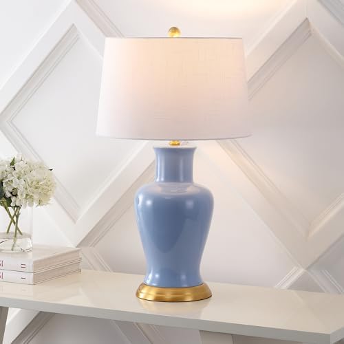JONATHAN Y Julian Classic Ceramic Urn Metal LED Table Lamp 29", Blue - Image 3
