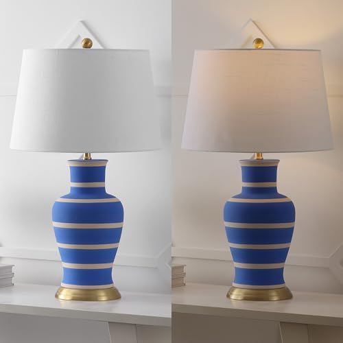 JONATHAN Y Julian Classic Ceramic Urn Metal LED Table Lamp 29", Blue/Beige - Image 5