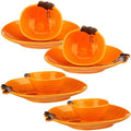 Maxcheck 8 Pcs Pumpkin Ceramic Bowl & Plate Fall Dinnerware Set, Orange by Maxcheck