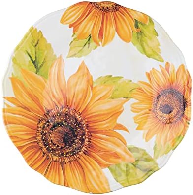 UPware 12 Piece Sunflower Melamine Dinnerware Sets, Outdoor Dishes Set, Plates and Bowls Sets, Service for 4, Yellow - Image 5