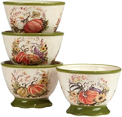 Harvest Morning 16-Piece Ceramic Dinnerware Set, Service for 4 – Celebrate autumn with vibrant pumpkins and florals, perfect for cozy family meals, Thanksgiving gatherings, and fall entertaining - Image 6