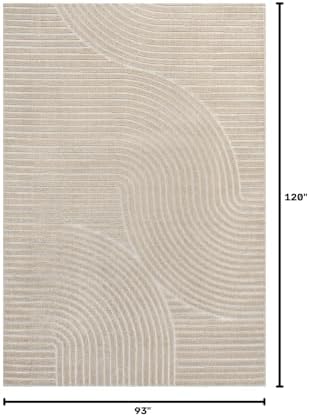 JONATHAN Y Hallie High-Low Curve Beige/Cream 8x10 Indoor/Outdoor Area Rug, Minimalist, Japandi, Geometric, Pet Friendly, for Patio, Backyard, Living Room, Bedroom, Office, Hose-Washable (SCN100D-8) - Image 2