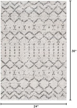 JONATHAN Y Boho Vintage Diamond Cream/Gray Indoor Area Rug 2X3 ft, Moroccan Hype for Living Room, Bedroom, Kitchen, Office, Easy-Cleaning, High Traffic, Pet-Friendly, Non-Shedding (MOH101B-23) - Image 2