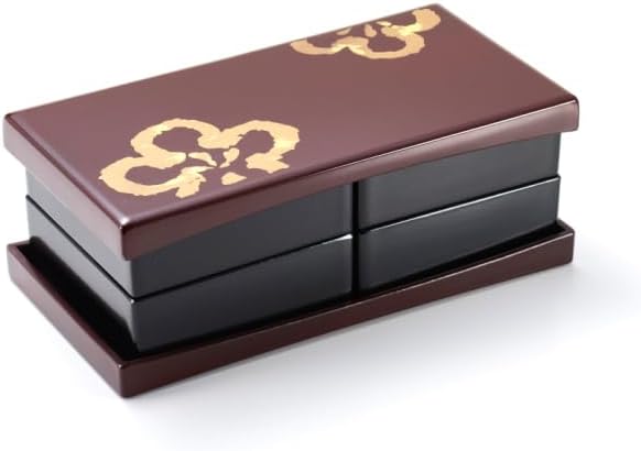 Japanese Bento Box Plum Lunch Container 2-tier Jubako Lacquerware Japan