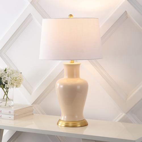 JONATHAN Y Julian Classic Ceramic Urn Metal LED Table Lamp 29", Almond - Image 3