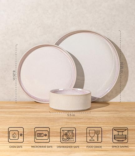TheTerra Ceramic Dinnerware Set for 6, 18-Piece Plates and Bowls Set - Image 2