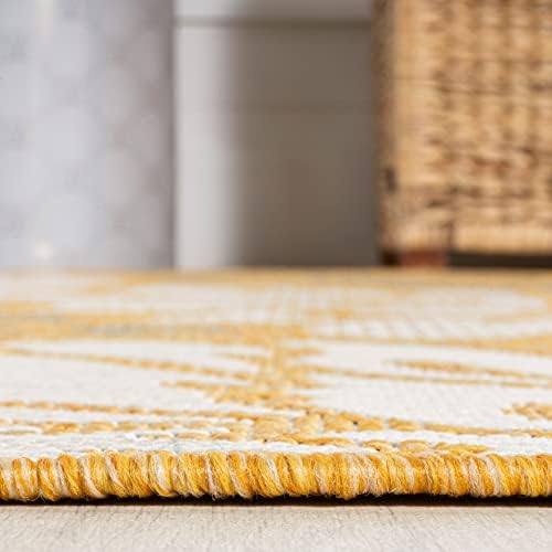 JONATHAN Y Floral Textured Weave Indoor Outdoor Area Rug 4X6 Yellow/Cream, Zinnia Modern for Backyard, Patio, Porch, Easy-Cleaning, High Traffic, Pet-Friendly, Non-Shedding (SMB110G-4) - Image 6