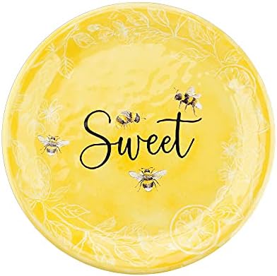 UPware 12 Piece Sweet Bees Melamine Dinnerware Sets, Outdoor Dishes Set, Plates and Bowls Sets, Service for 4, Yellow - Image 3