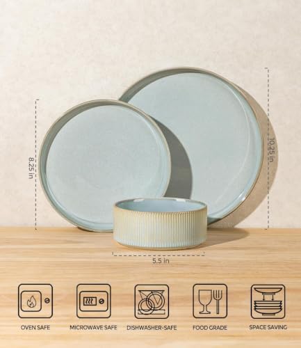 TheTerra Ceramic Dinnerware Set for 8, 24-Piece Plates and Bowls Set - Image 2