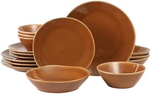 Bloomhouse - Two Time Oprah's Favorite Things Winner - Montecito Breeze 16 Piece (Service for 4) Double Plates and Bowls Stoneware Reactive Glaze Dinnerware Set - Terracotta Canyon by Unknown