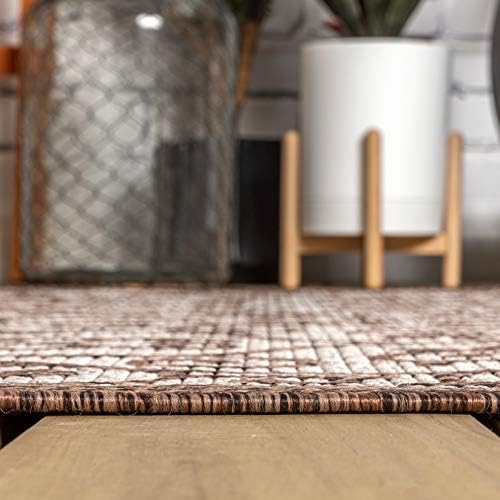 JONATHAN Y Vintage Filigree Indoor Outdoor Round Area Rug 9 Ft Taupe/Espresso, Madrid Textured Weave for Backyard, Patio, Porch, Easy-Cleaning, High Traffic, Pet-Friendly, Non-Shedding (SMB107C-9R) - Image 6
