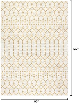 JONATHAN Y Moroccan Geometric Indoor Outdoor Area Rug 8X10 Cream/Yellow, Ourika Textured Weave for Backyard, Patio, Porch, Easy-Cleaning, High Traffic, Pet-Friendly, Non-Shedding (SMB108J-8) - Image 2